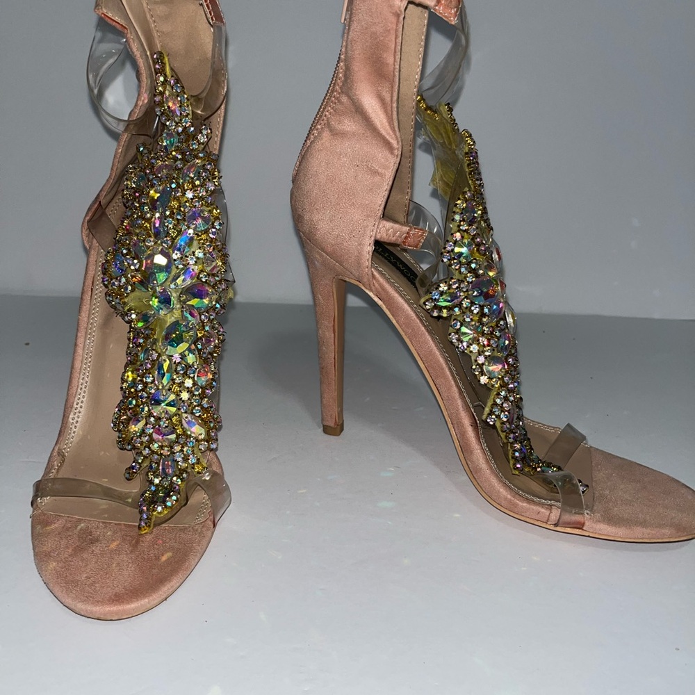 Aldo Blush Pink Jeweled High Heel Sandals